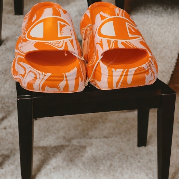 Women's Slides Orange  White Champio Meloso Squish Swirl Size 7.. - Picture 1 of 4
